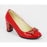 Pantofi dama eleganti din piele naturala rosii lacuiti cod P324