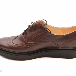 Pantofi dama maro casual-eleganti din piele naturala Oxford Brown cod P60M