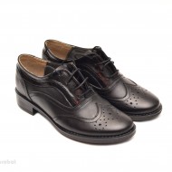 Pantofi dama negri casual-eleganti din piele naturala Oxford Black cod P71N
