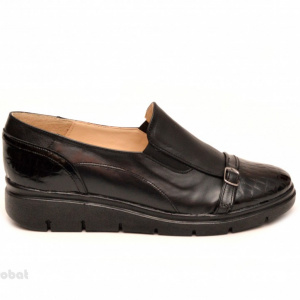 Pantofi dama negri sport-casual din piele naturala cu elastic cod P101