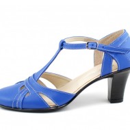 Pantofi dama piele naturala albastri cu bareta cod P126AL - Made in Romania