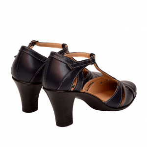 Pantofi dama piele naturala bleumarin cu bareta cod P126BLM - Made in Romania