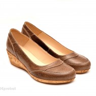Pantofi dama piele naturala maro cu platforma cod P109
