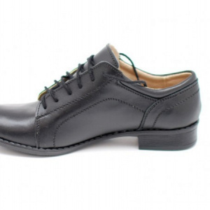 Pantofi dama piele naturala negri cu siret cod P92N