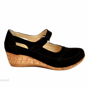 Pantofi dama piele naturala negri velur cu platforma cod P87NVEL - Made in Romania
