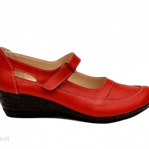 Pantofi dama piele naturala rosii cu platforma cod P15R - Made in Romania
