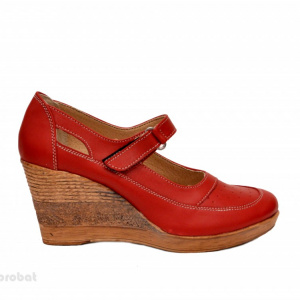 Pantofi dama piele naturala rosii cu platforma cod P74R - Made in Romania