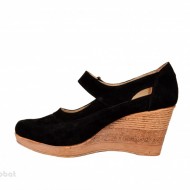 Pantofi dama piele naturala velur negri cu platforma cod P74NVEL - Made in Romania