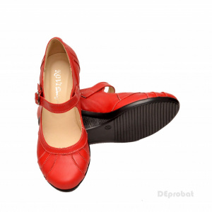Pantofi dama rosii din piele naturala cu platforma cod P156R - Made in Romania