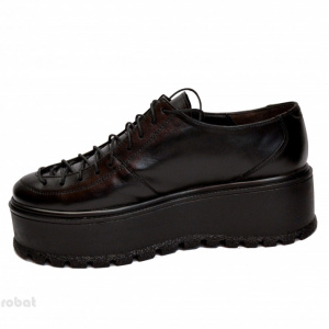 Pantofi negri dama cu talpa inalta 5,5 cm din piele naturala cod P188N