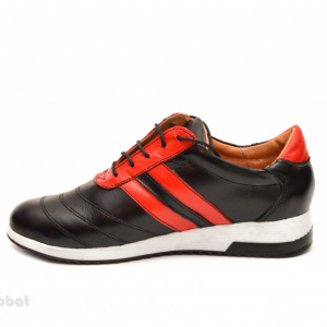 Pantofi sport dama piele naturala negru cu rosu cod P79 - Made in Romania
