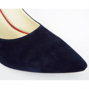 Pantofi stiletto dama eleganti din piele naturala bleumarin velur cod P312