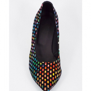 Pantofi stiletto multicolori dama eleganti din piele naturala cod P314