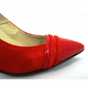Pantofi stiletto rosii dama eleganti din piele naturala cod P318