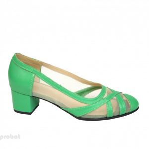 Pantofi verzi dama eleganti din piele naturala cod P390