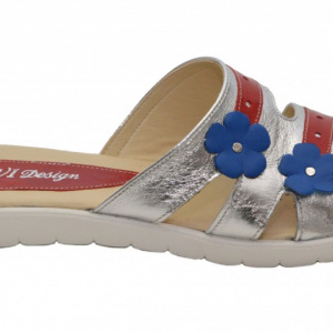 Papuci dama piele naturala cu floricele cod PP13