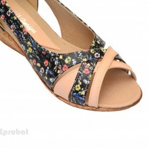 Sandale dama multicolore cu platforma din piele naturala cod S62