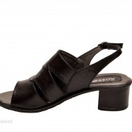 Sandale negre dama din piele naturala toc 5 cm cod S51