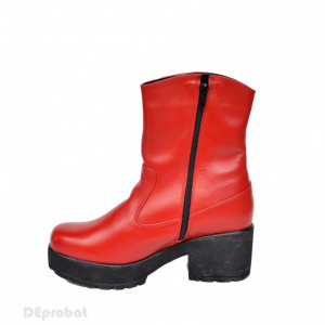 Bocanci dama rosii din piele naturala cod LSG315 - LICHIDARE STOC 39