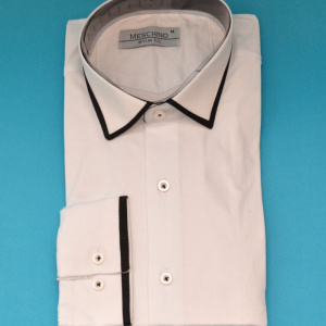 Camasa Slim Fit alba cu terminatii negre - Camasa alba barbati ZR68
