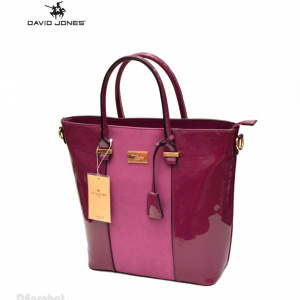 Geanta dama originala piele lacuita mov David Jones 3852-2DPURPLE