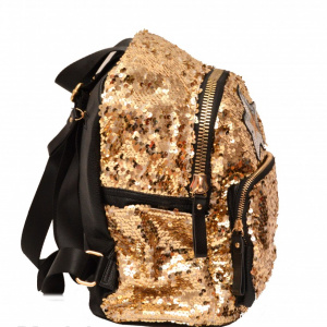 Geanta sport cu paiete de dama - Rucsac cu paiete auriu dama cod 1806AU