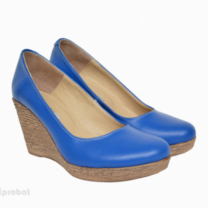 Pantofi albastru electric dama eleganti - casual din piele naturala cod P199