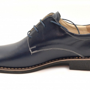 Pantofi barbati piele naturala bleumarin casual-eleganti cu siret cod P23