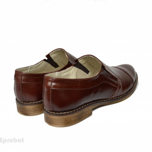 Pantofi barbati piele naturala maro casual-eleganti cu elastic cod P46