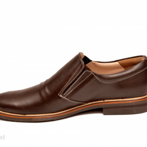 Pantofi barbati piele naturala maro casual-eleganti cu elastic cod P147