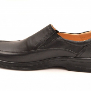 Pantofi barbati piele naturala negri casual-eleganti cu elastic cod P61
