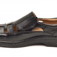 Pantofi barbati piele naturala negri de vara cu elastic cod P20