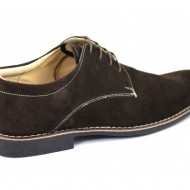 Pantofi barbati piele naturala velur maro casual-eleganti cu siret cod P25M