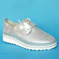 Pantofi dama argintii casual din piele naturala cod P702