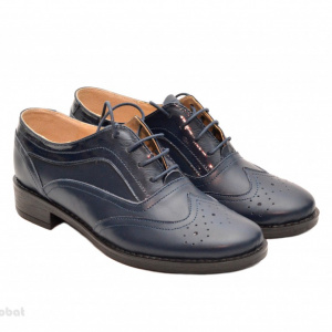 Pantofi dama bleumarin casual-eleganti din piele naturala Oxford cod P71BL