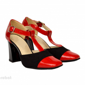 Pantofi dama cu toc aplicat din piele naturala cod P349