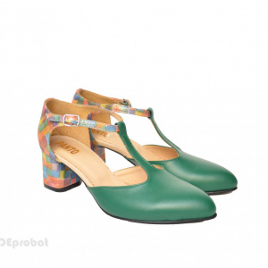 Pantofi dama eleganti din piele naturala, culori combinate cod P398