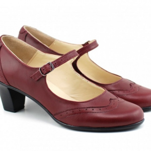 Pantofi dama eleganti din piele naturala grena cu toc de 5 cm cod P143GR