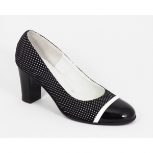 Pantofi dama eleganti din piele naturala negri cu buline cod P315