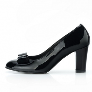 Pantofi dama eleganti din piele naturala negri lacuiti cod P306
