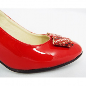 Pantofi dama eleganti din piele naturala rosii lacuiti cod P324