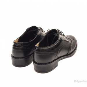 Pantofi dama negri casual-eleganti din piele naturala Oxford Black cod P71N