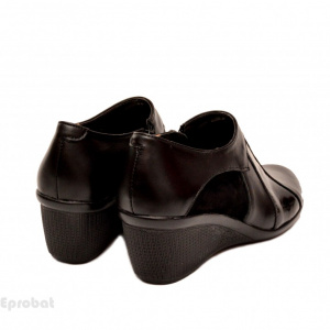 Pantofi dama negri din piele naturala tip botine cod G43