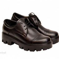 Pantofi dama negri lucrati manual din piele naturala cod P175