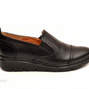 Pantofi dama negri sport-casual din piele naturala cu elastic cod P106