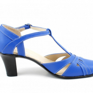 Pantofi dama piele naturala albastri cu bareta cod P126AL - Made in Romania