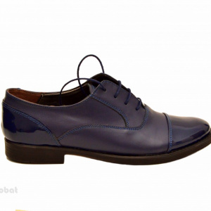 Pantofi dama piele naturala bleumarin cu siret cod P160 - Made in Romania
