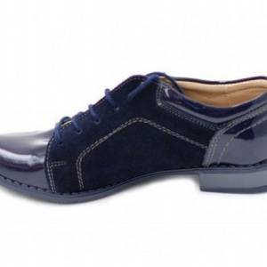 Pantofi dama piele naturala bleumarin cu siret cod P94BL