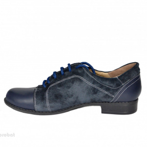 Pantofi dama piele naturala bleumarin cu siret cod P95BL
