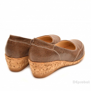 Pantofi dama piele naturala maro cu platforma cod P109